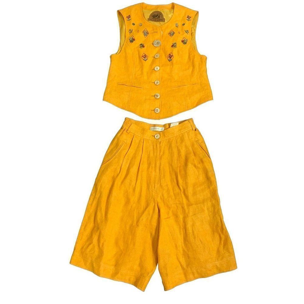 Julius lang vintage mustard yellow tank top bermuda shorts set IT 40 small